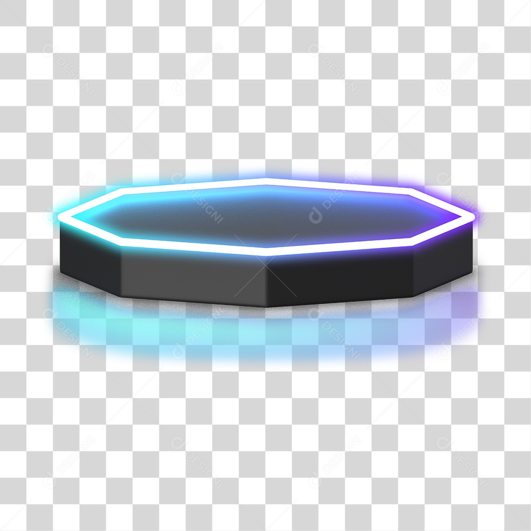 Podium 3D com Luz Neon em Degradê PNG Transparente