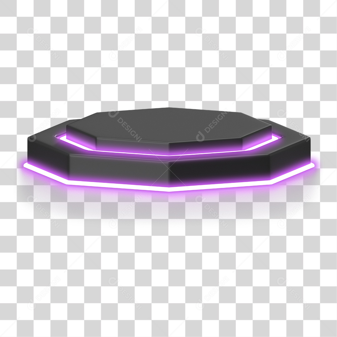 Podium 3D com Luz Neon em Degradê PNG Transparente