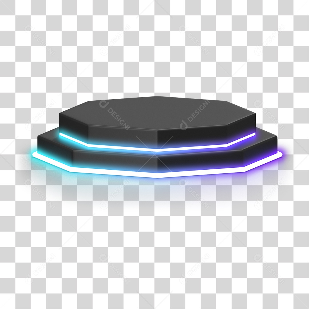 Podium 3D com Luz Neon em Degradê PNG Transparente