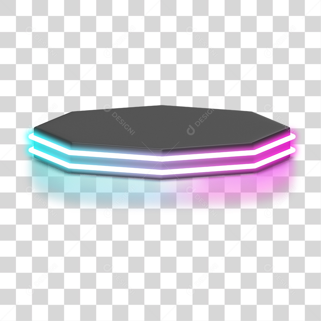 Podium 3D com Luz Neon em Degradê PNG Transparente