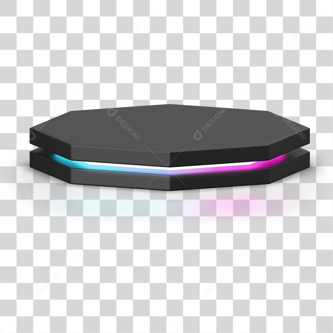 Podium 3D com Luz Neon em Degradê PNG Transparente