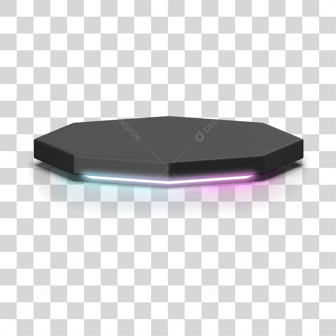 Podium 3D com Luz Neon em Degradê PNG Transparente