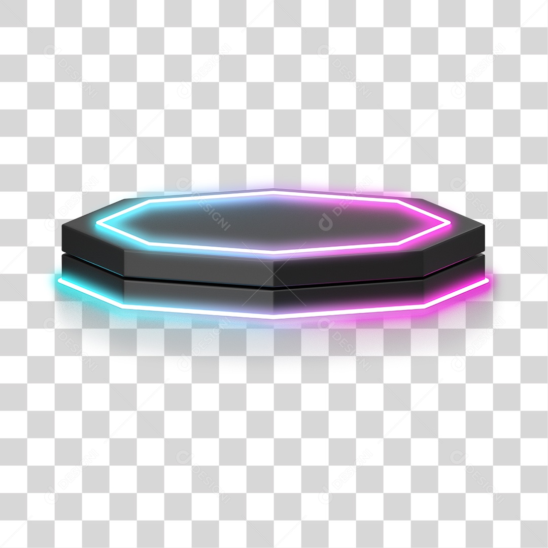 Podium 3D com Luz Neon em Degradê PNG Transparente