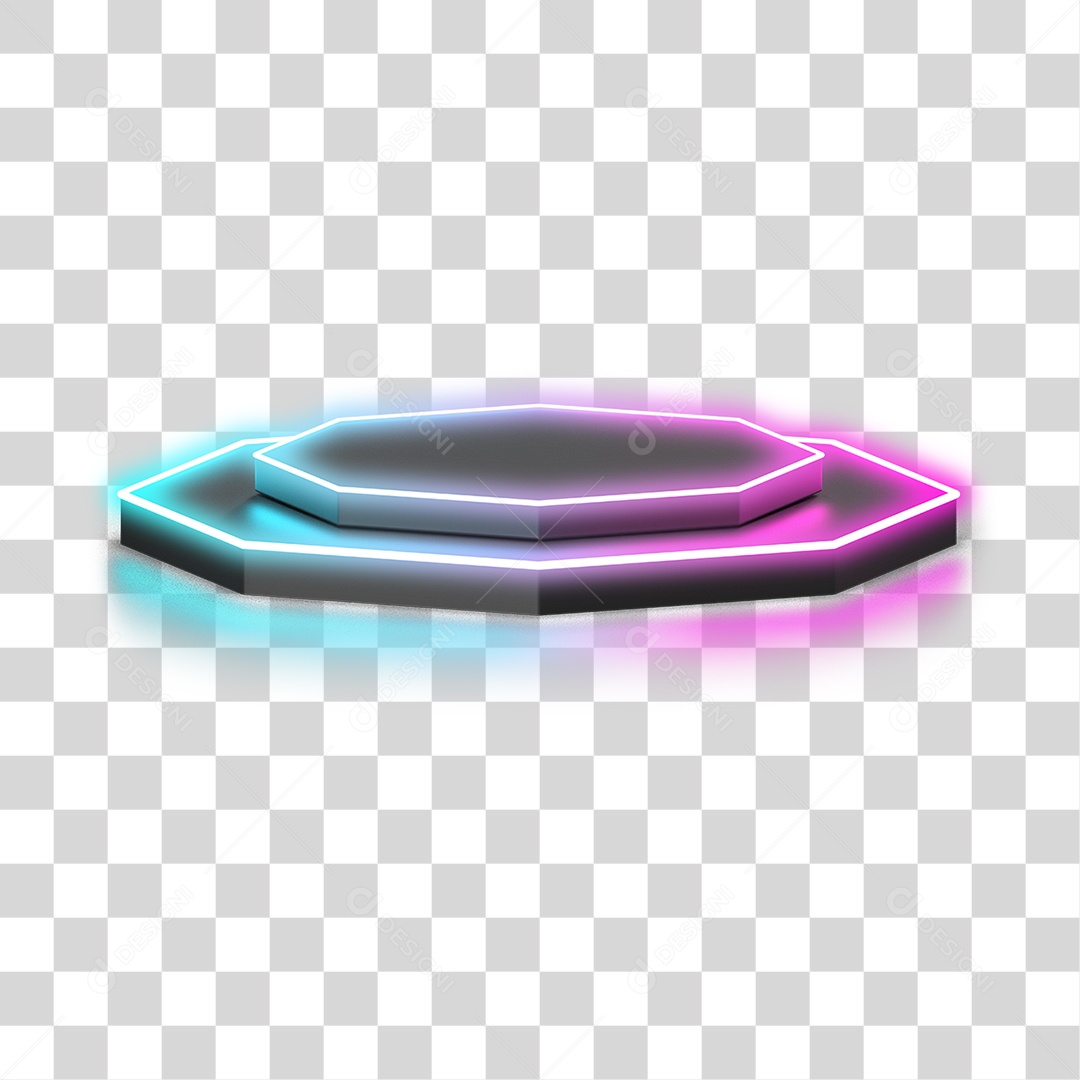 Podium 3D com Luz Neon em Degradê PNG Transparente