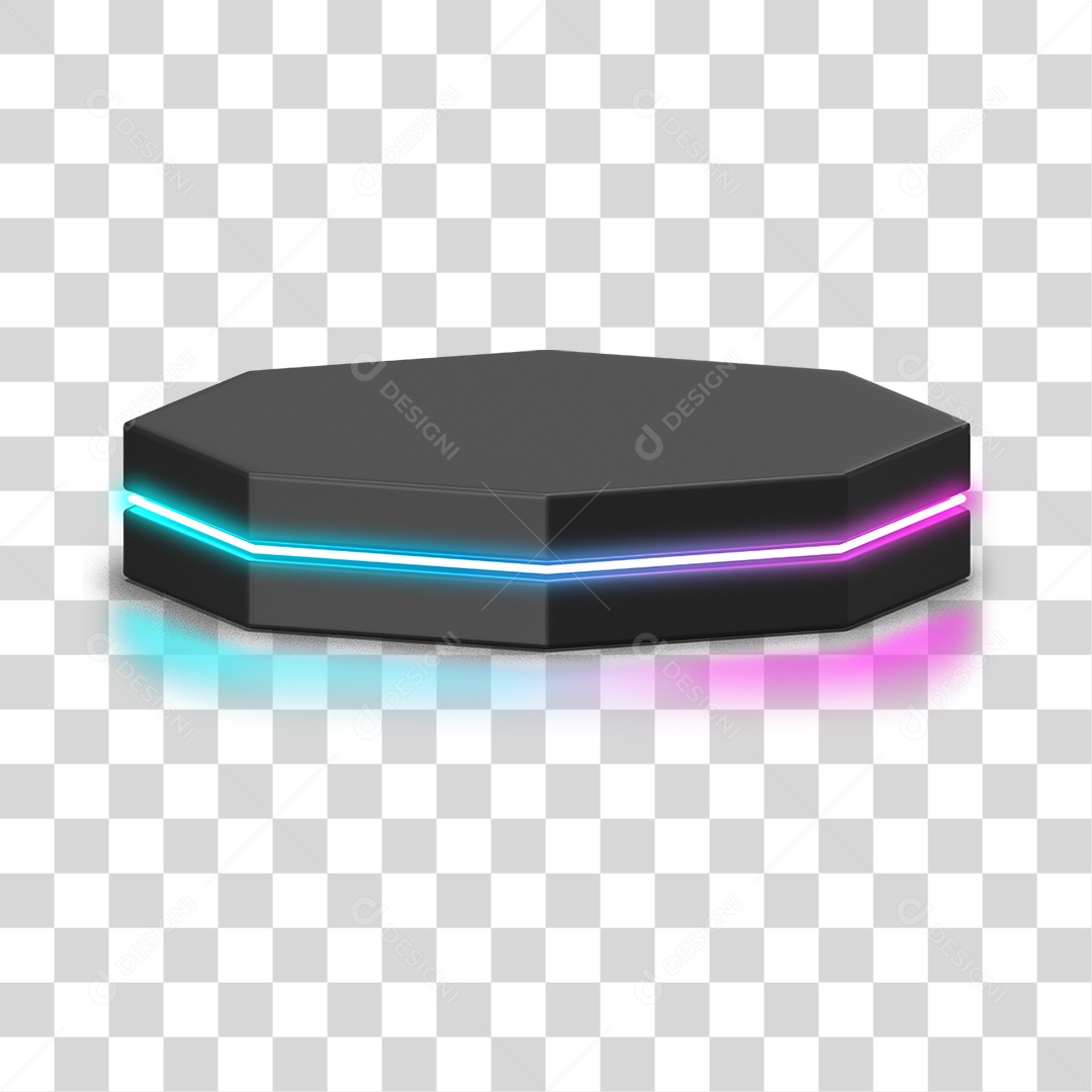 Podium 3D com Luz Neon em Degradê PNG Transparente