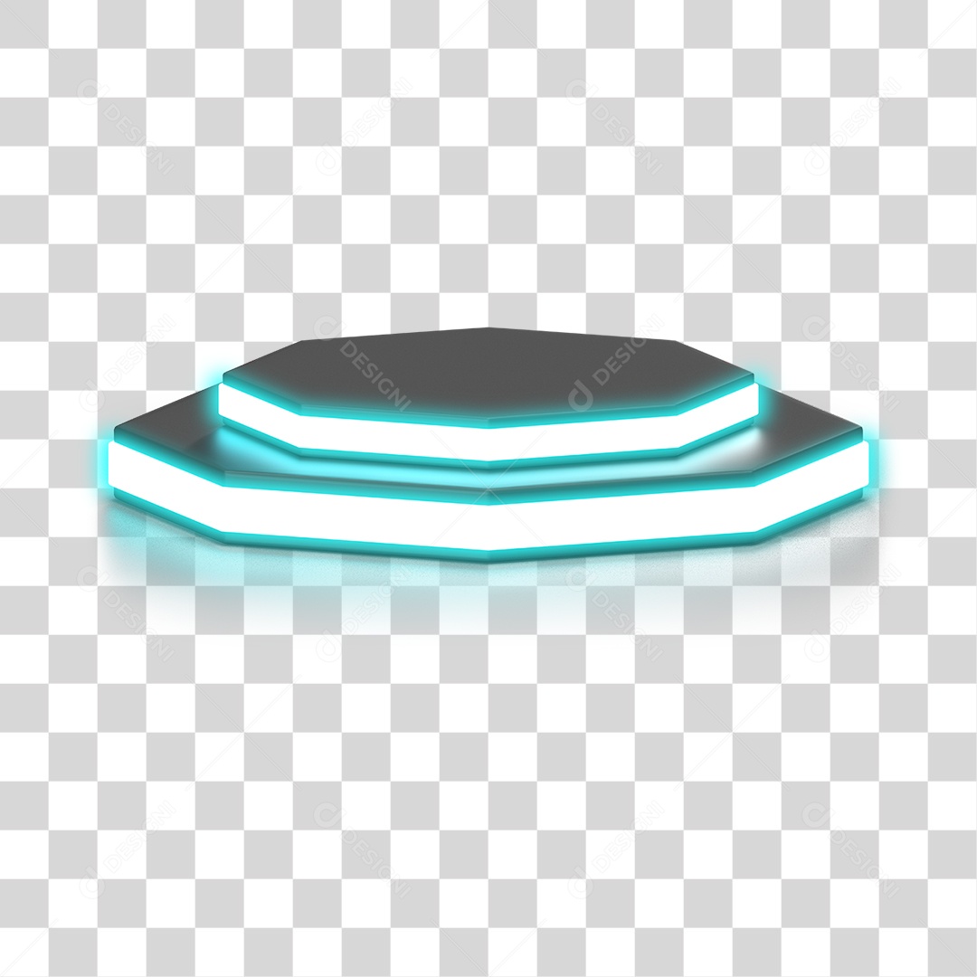Podium 3D com Luz Neon em Degradê PNG Transparente