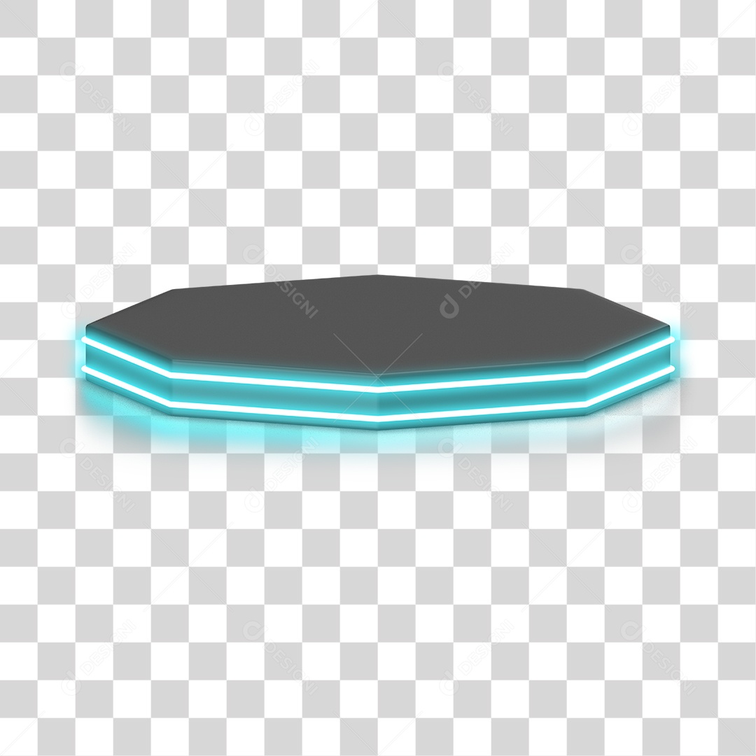 Podium 3D com Luz Neon em Degradê PNG Transparente
