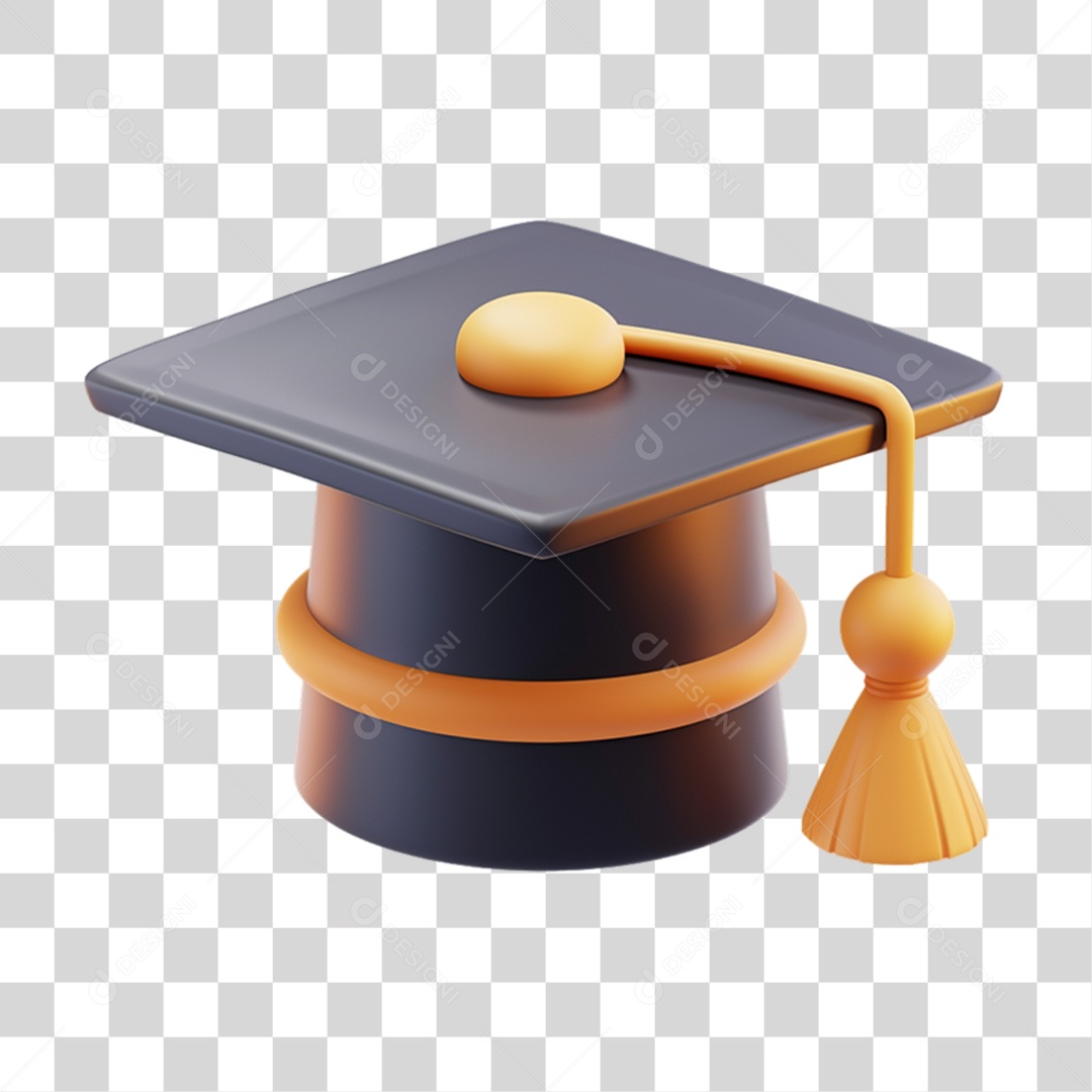 Elemento 3D Chapéu de Formando PNG Transparente
