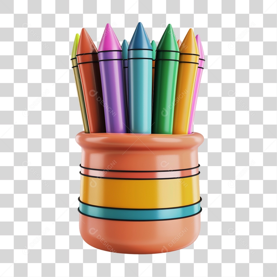 Elemento 3D Giz de Cera Cores PNG Transparente