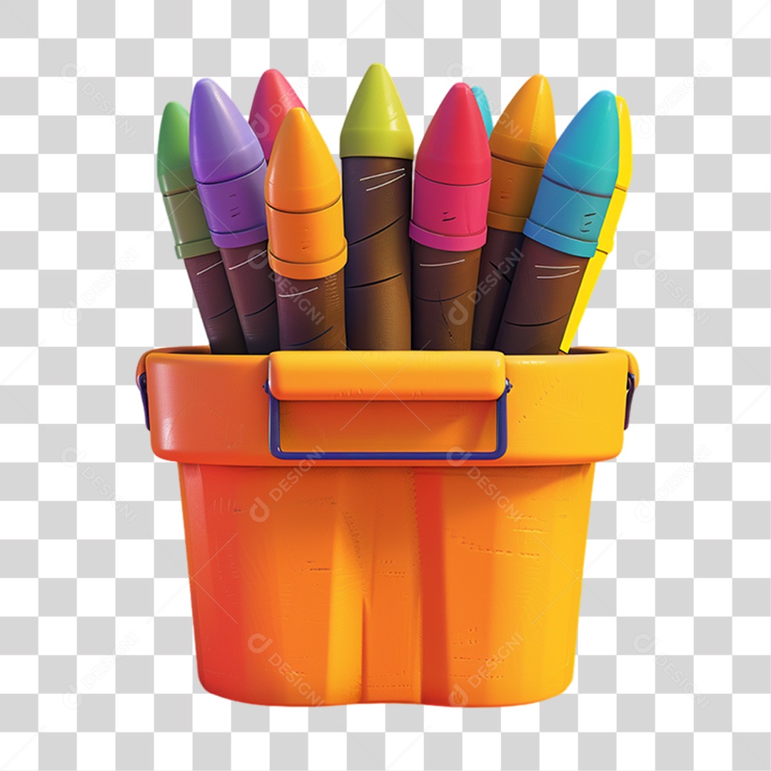 Elemento 3D Giz de Cera Cores PNG Transparente