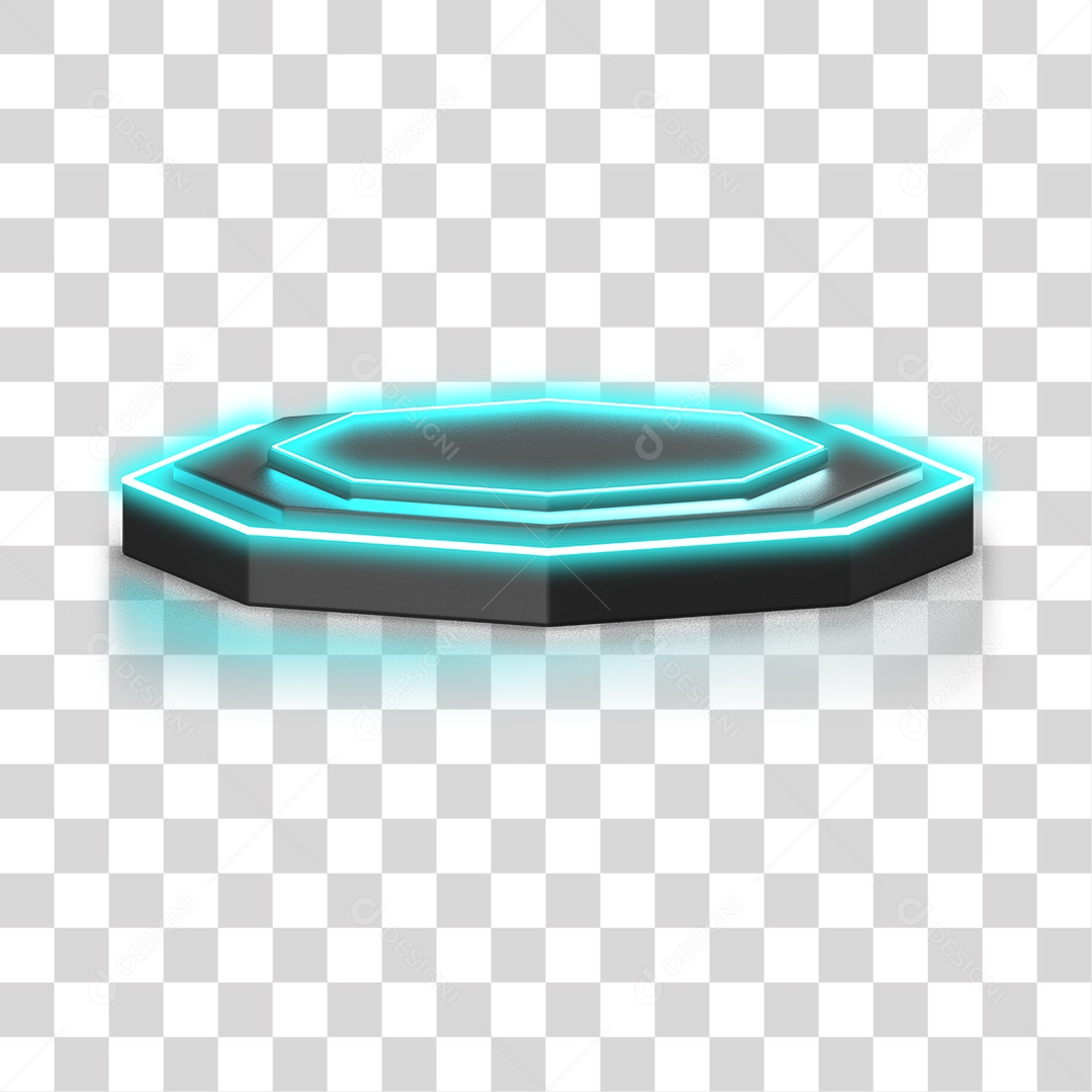 Podium 3D com Luz Neon em Degradê PNG Transparente