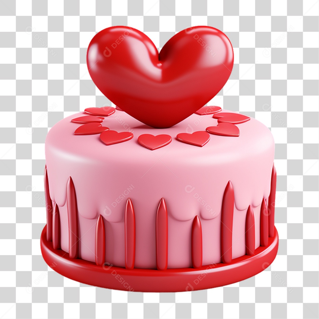 Bolo em Forma de Coração PNG Transparente
