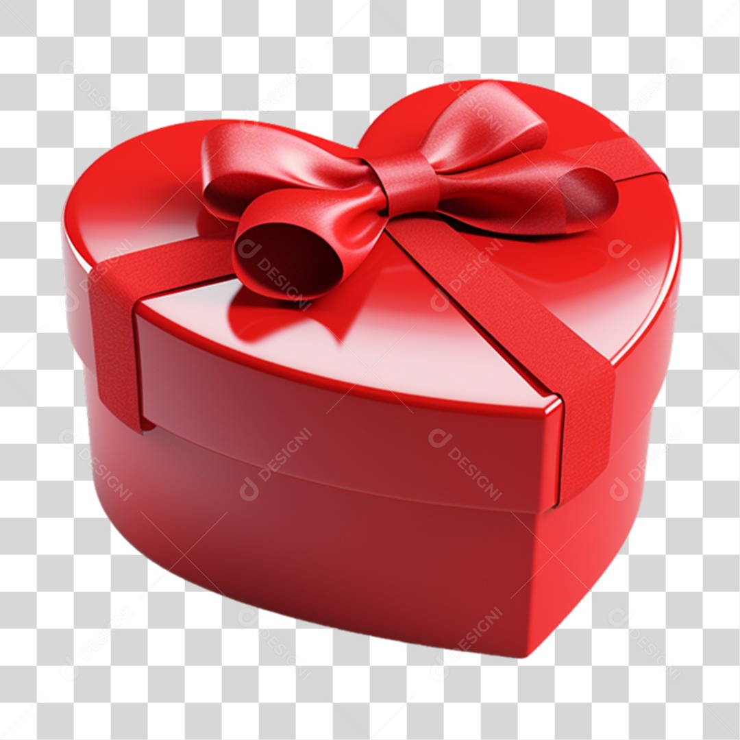 Caixa de Presente em Forma de Coração PNG Transparente