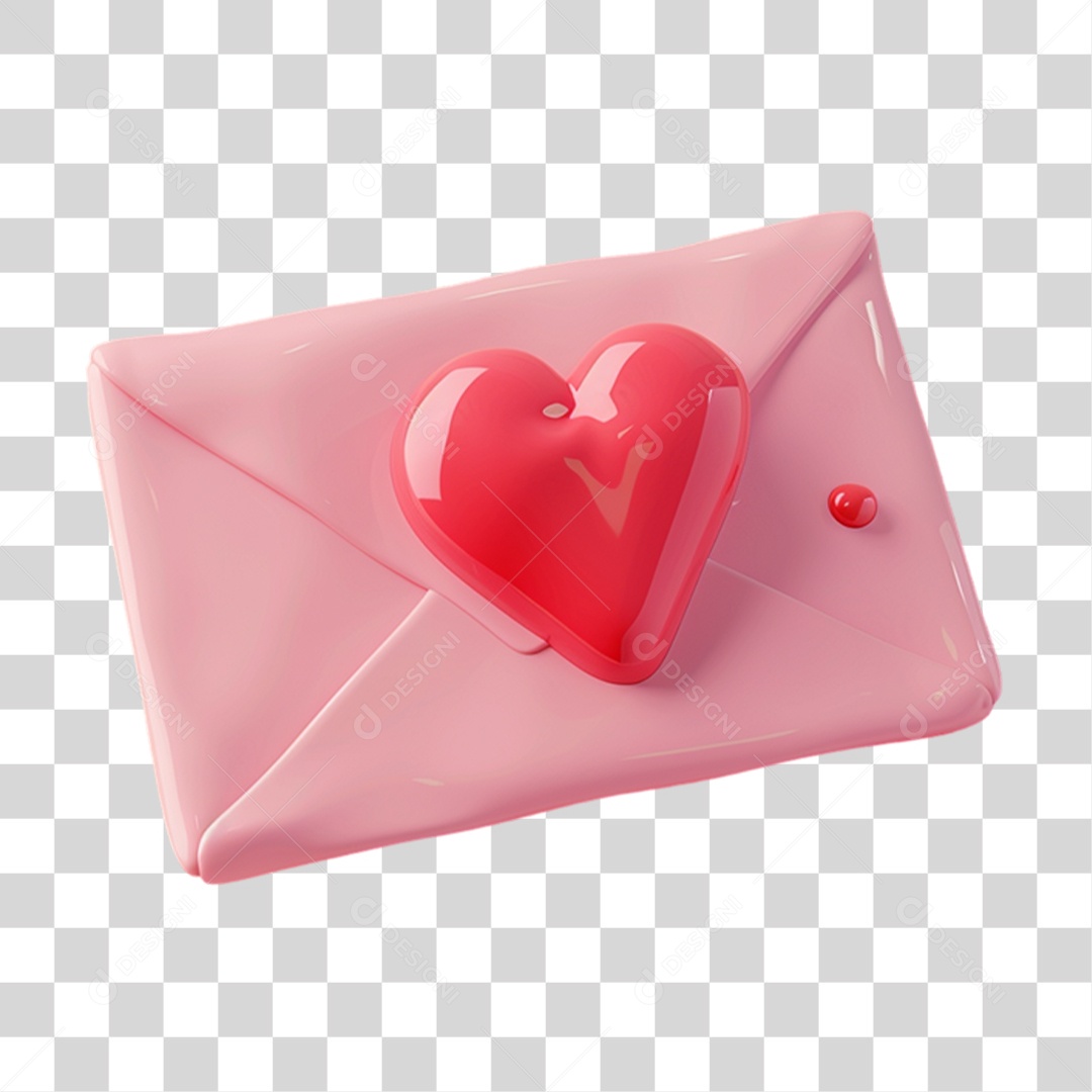 Elemento 3D Carta de Amor PNG Transparente