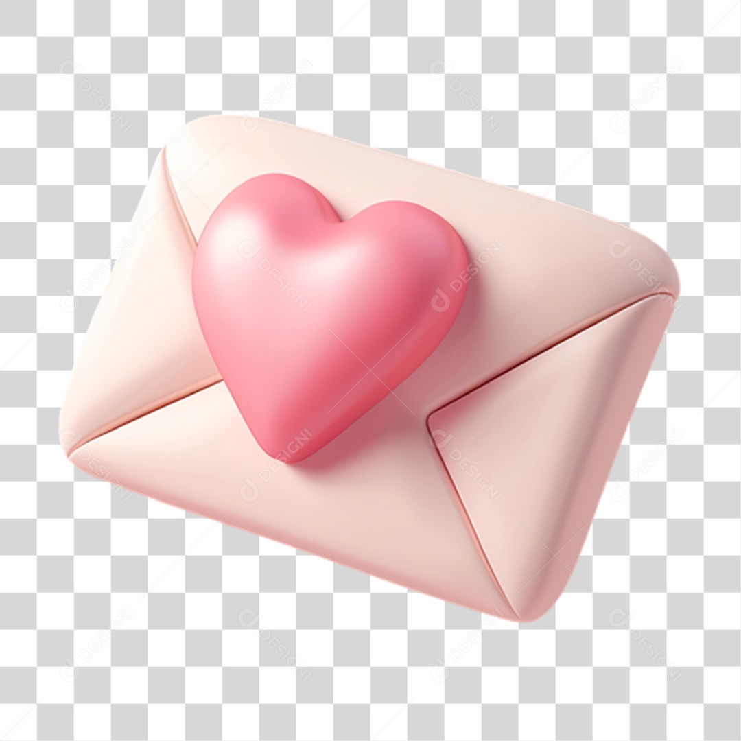 Elemento 3D Carta de Amor PNG Transparente