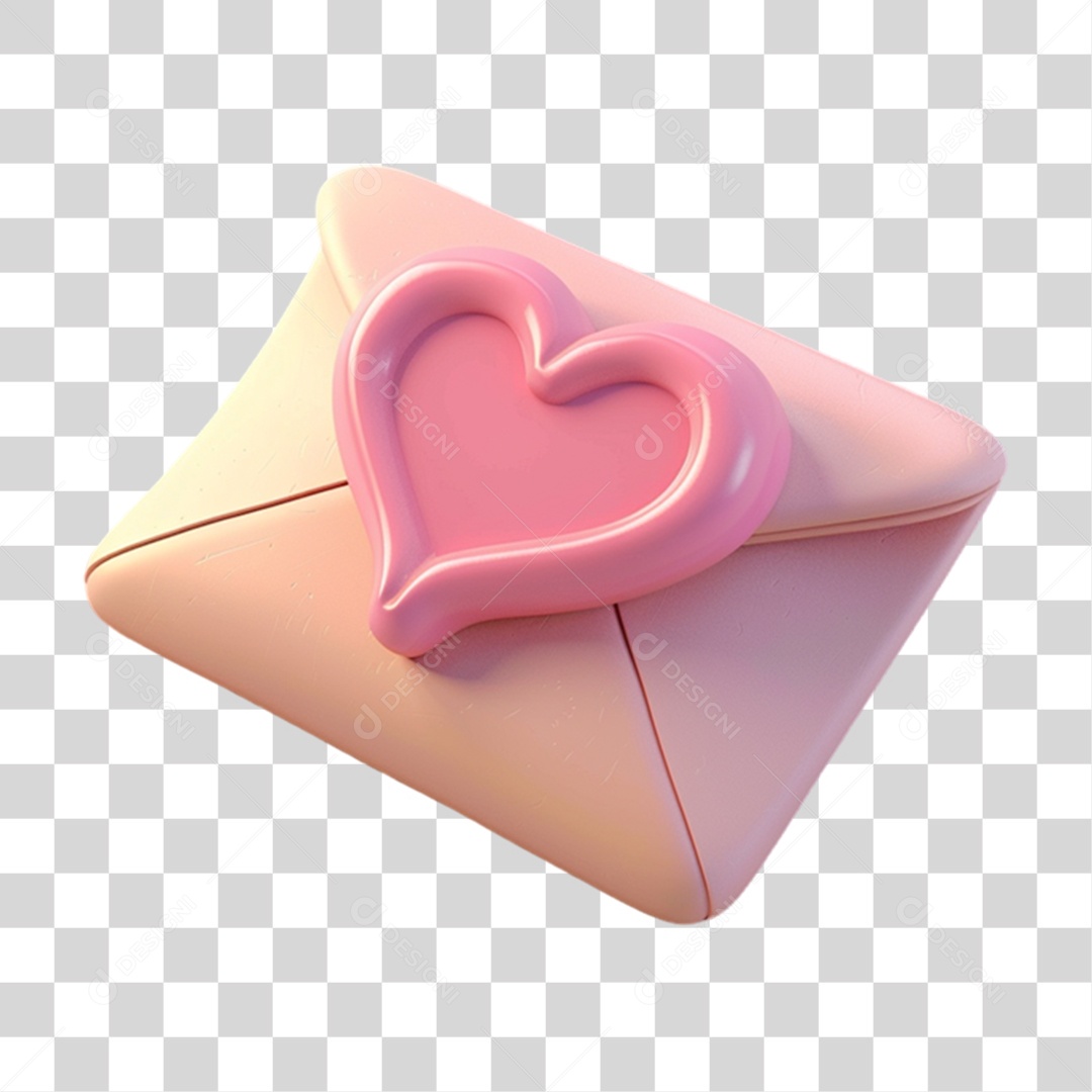 Elemento 3D Carta de Amor PNG Transparente