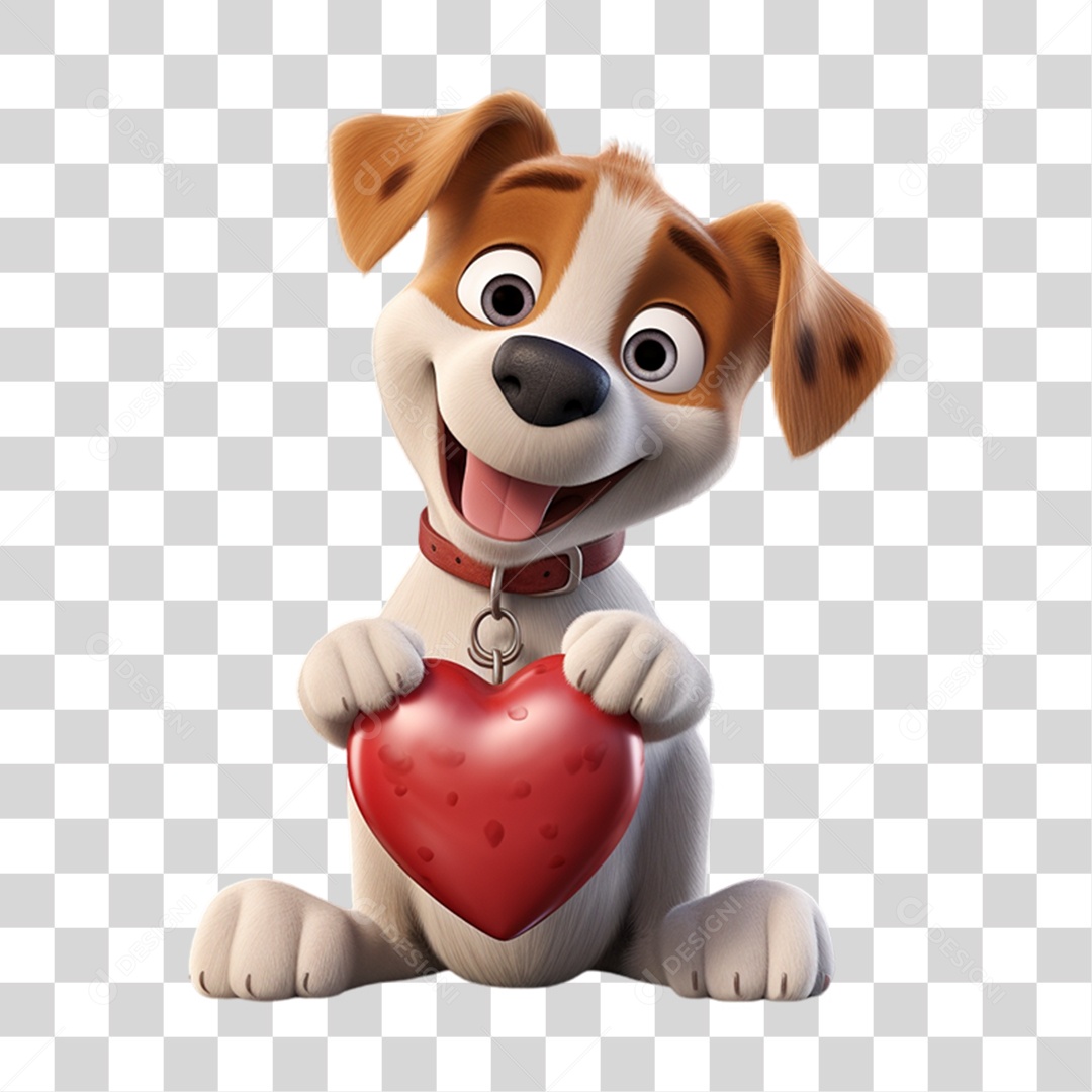 Cachorro Segurando Coração PNG Transparente