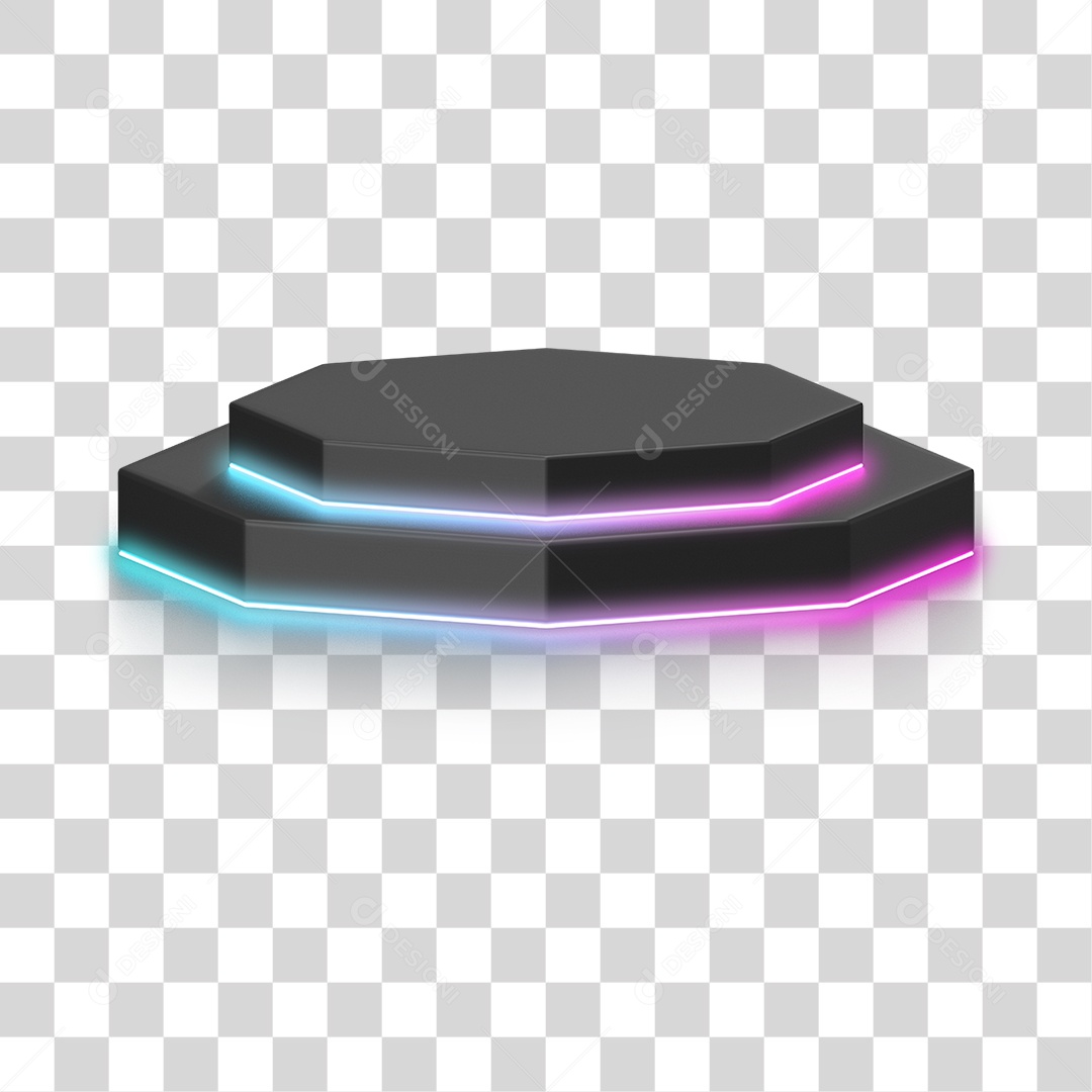 Podium 3D com Luz Neon em Degradê PNG Transparente