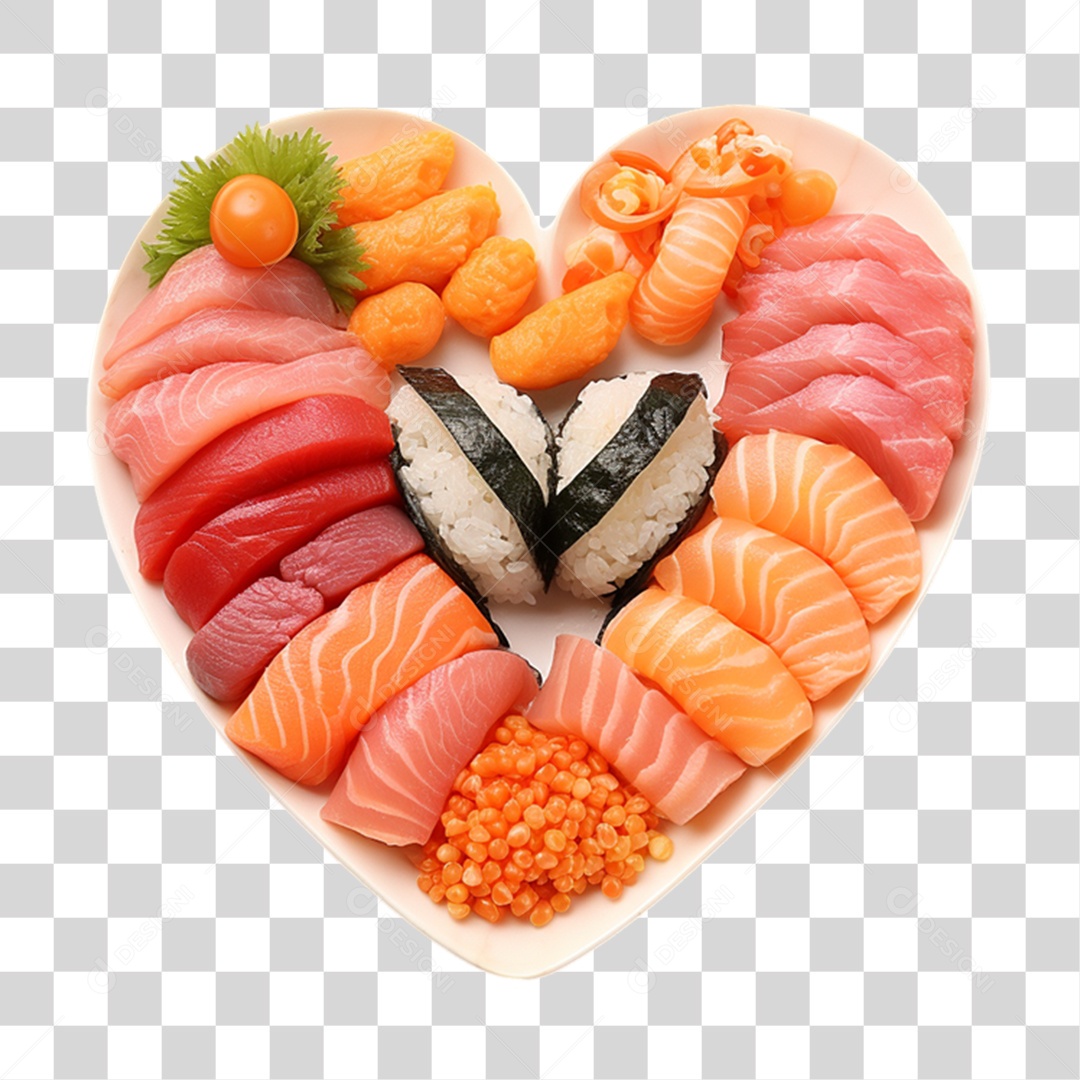 Sushi em Forma de Coração PNG Transparente