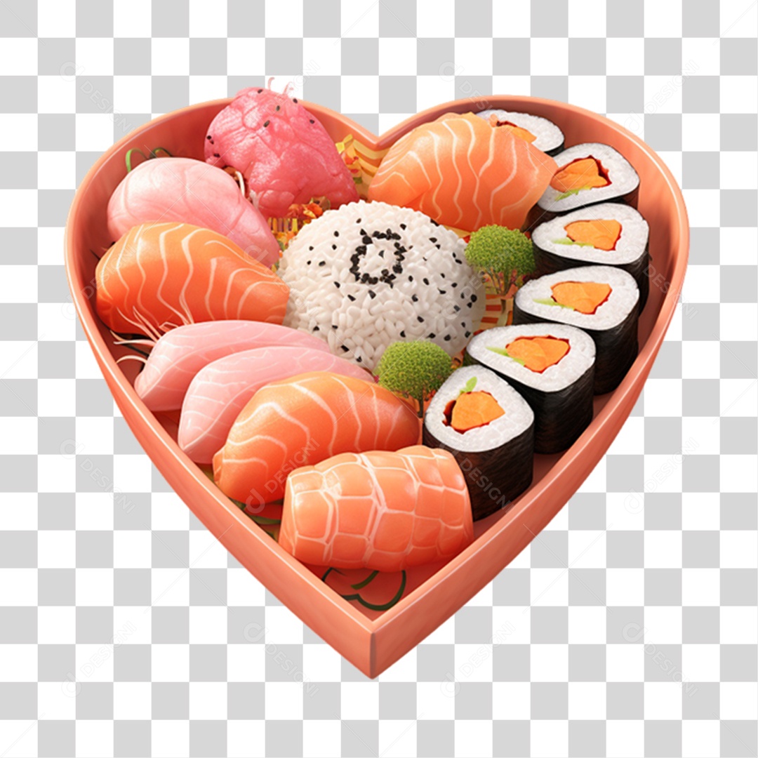 Sushi em Forma de Coração PNG Transparente
