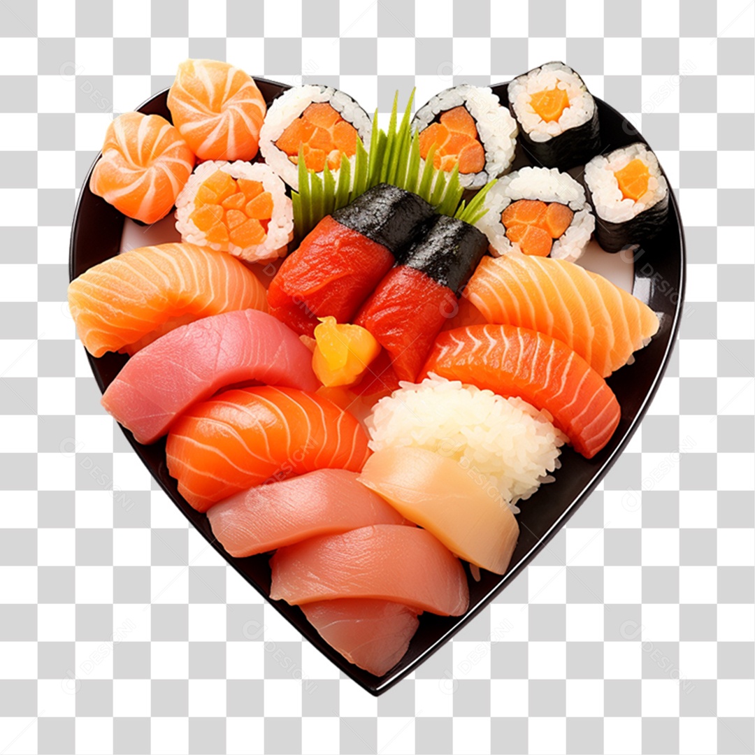 Sushi em Forma de Coração PNG Transparente