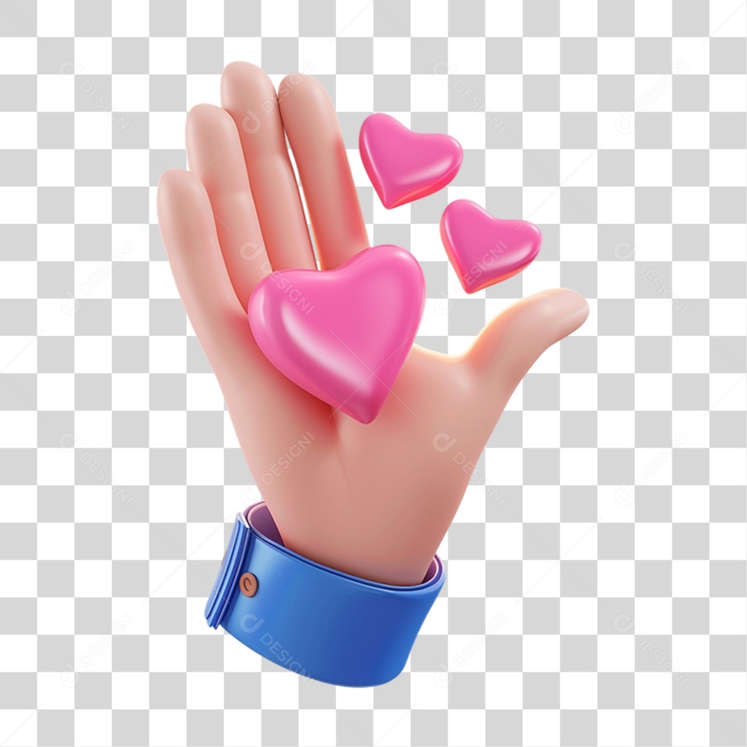 3D Hand Holding Heart Transparent PNG Element
