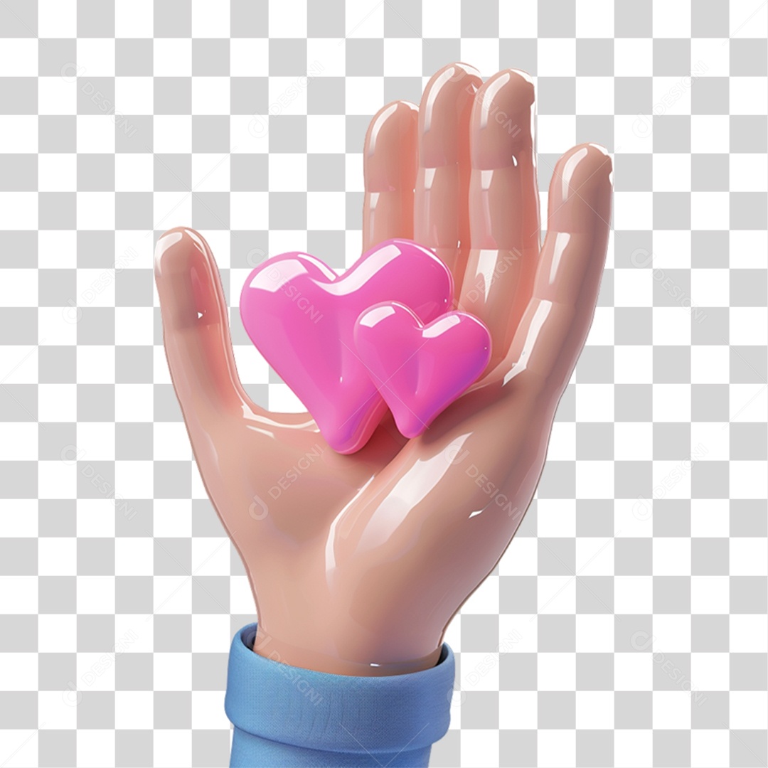 Elemento 3D Mão Segurando Coração PNG Transparente