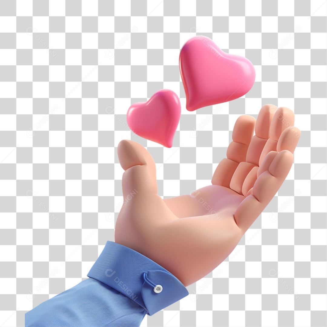 Elemento 3D Mão Segurando Coração PNG Transparente