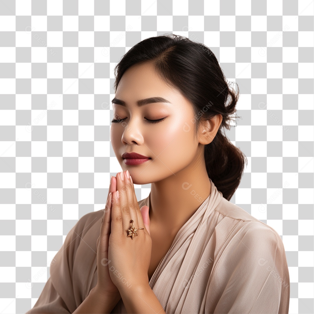 Mulher Orando Rezando PNG Transparente