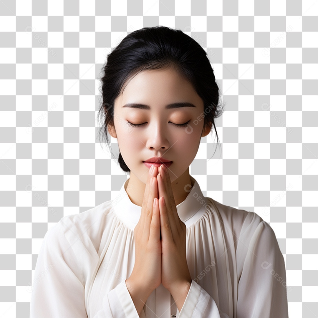 Mulher Orando Rezando PNG Transparente