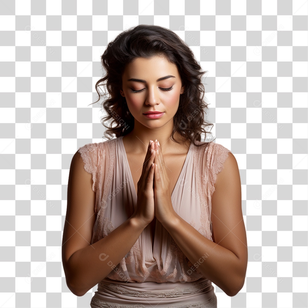 Mulher Orando Rezando PNG Transparente