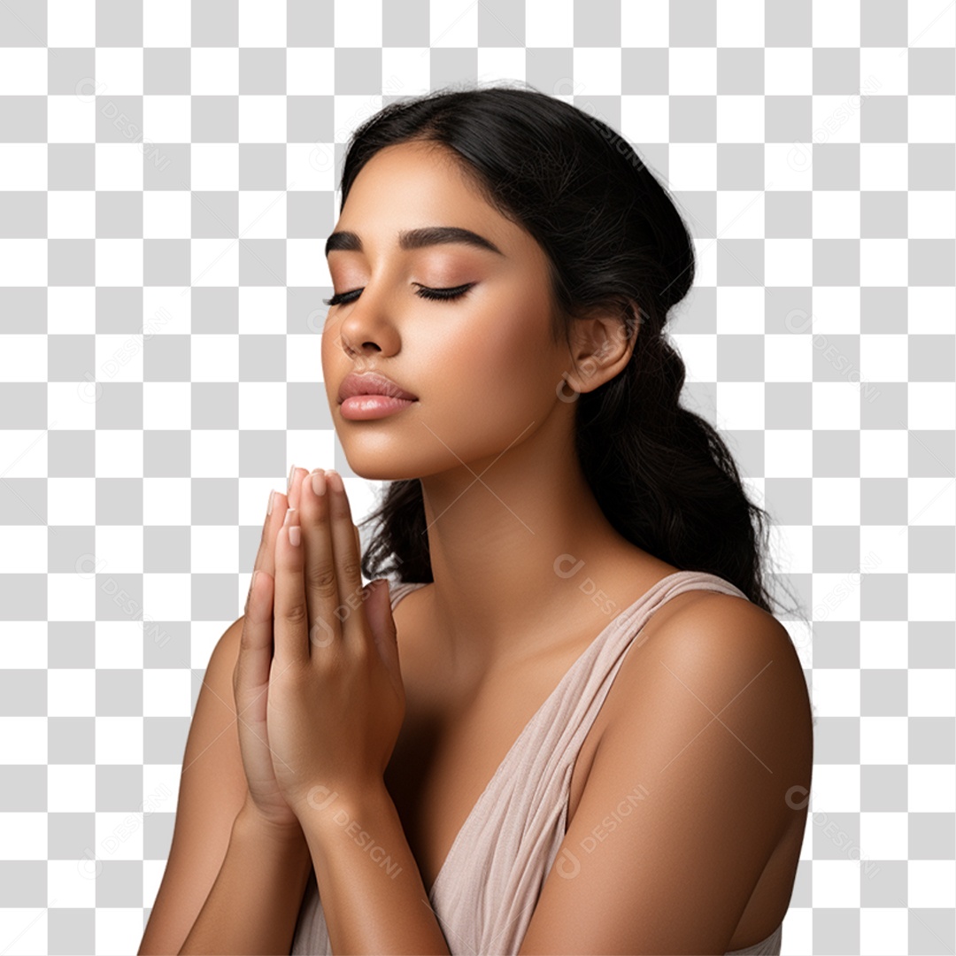 Mulher Orando Rezando PNG Transparente