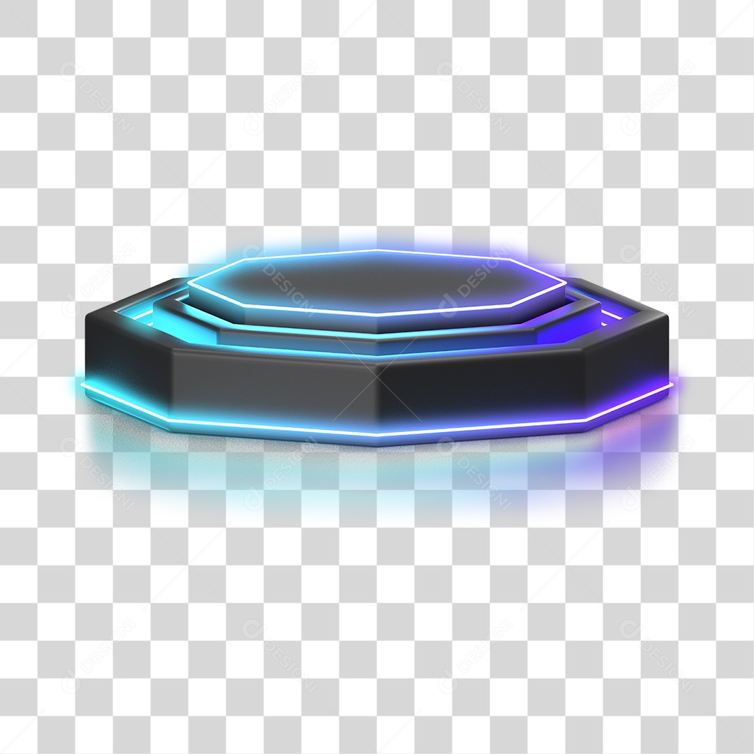 Podium 3D com Luz Neon em Degradê PNG Transparente