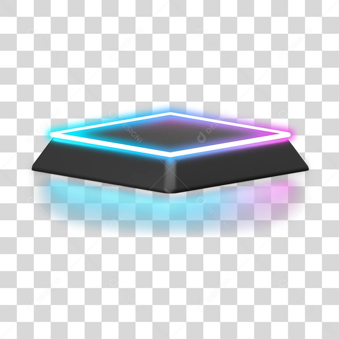 Podium 3D com Luz Neon em Degradê PNG Transparente