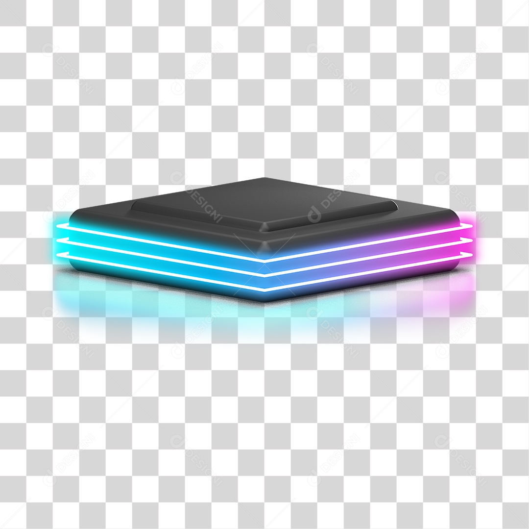 Podium 3D com Luz Neon em Degradê PNG Transparente