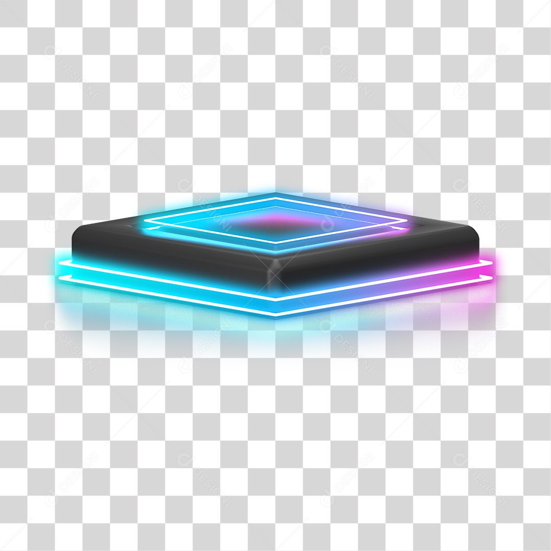 Podium 3D com Luz Neon em Degradê PNG Transparente