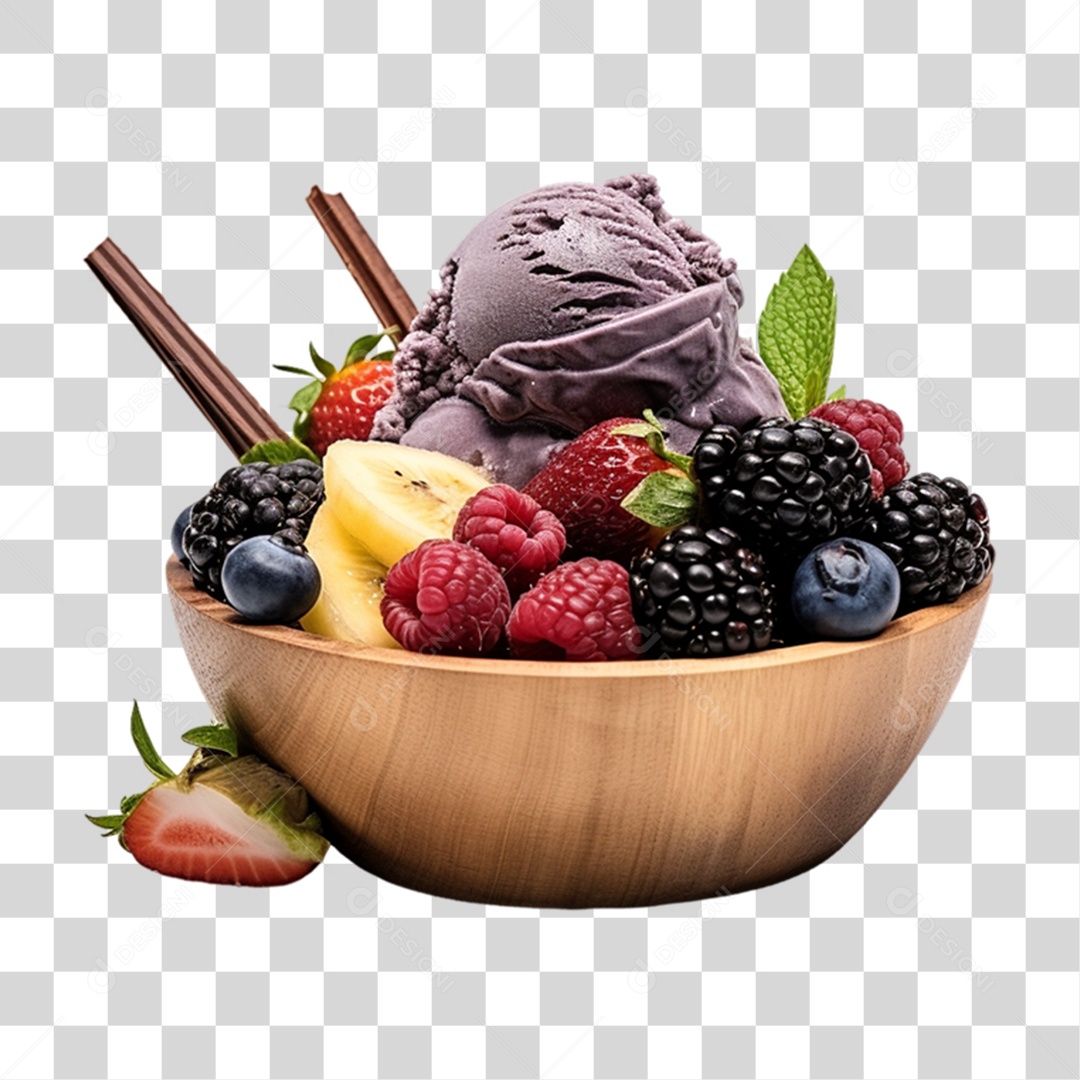 Açaí em Vasilha com Frutas PNG Transparente