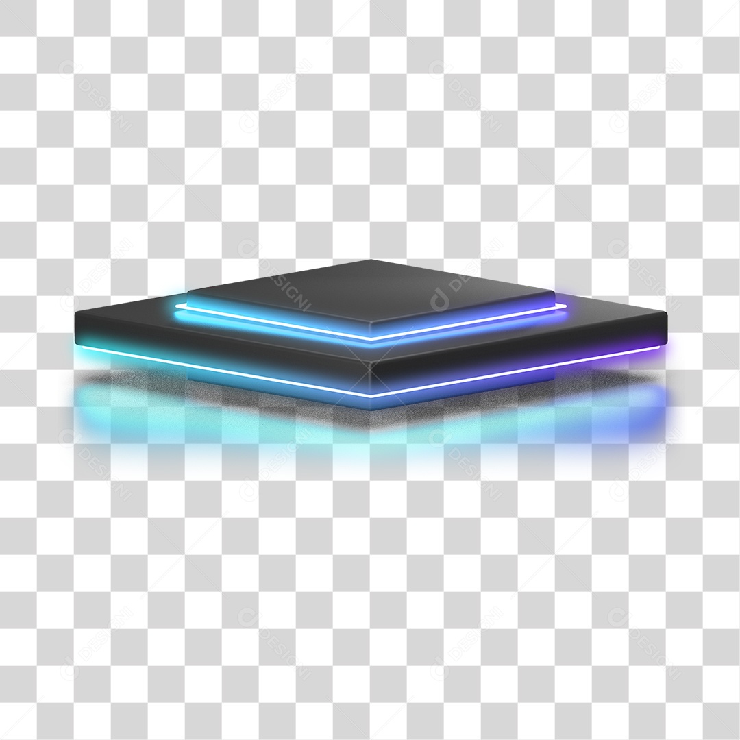 Podium 3D com Luz Neon em Degradê PNG Transparente