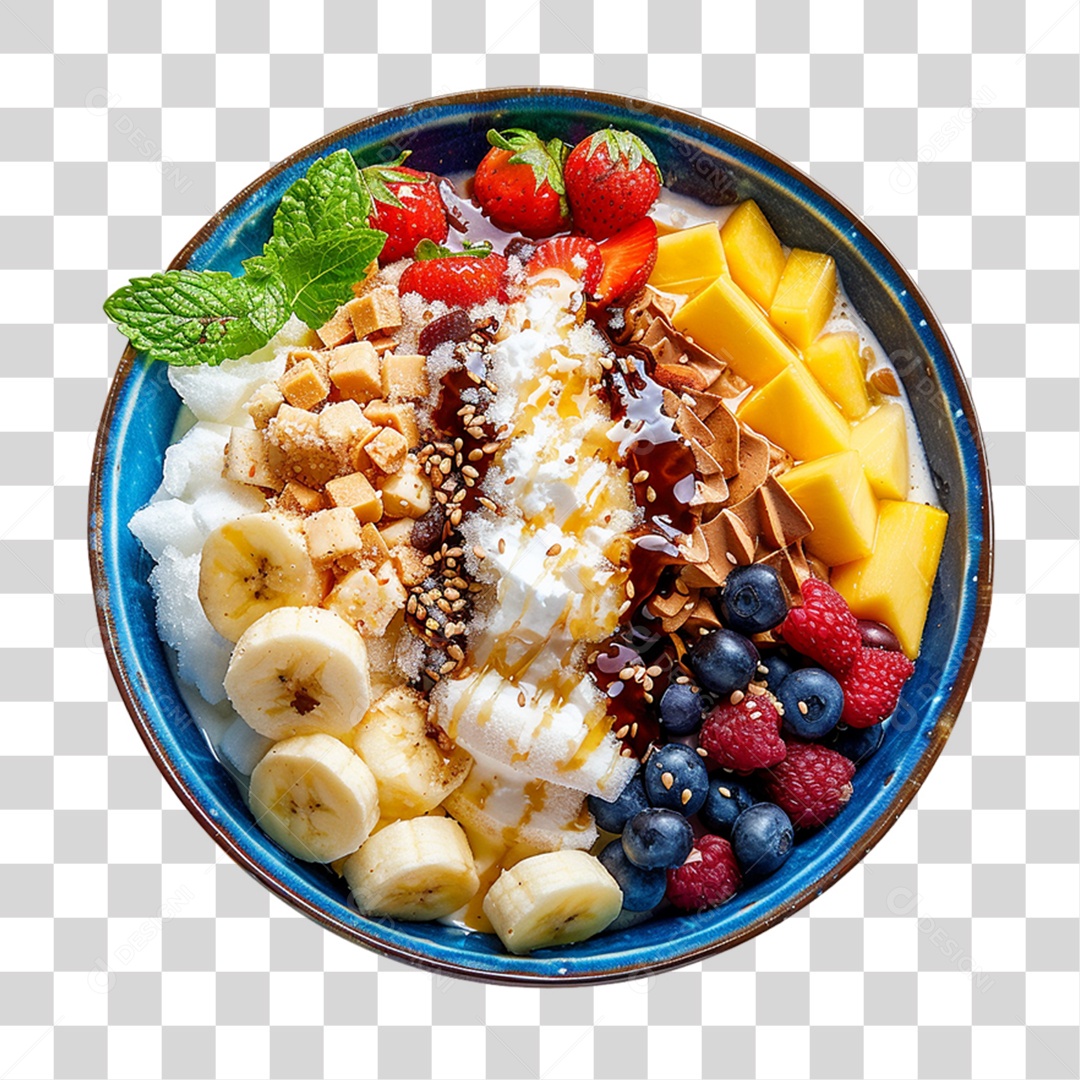 Salada de Frutas em Tigela PNG Transparente