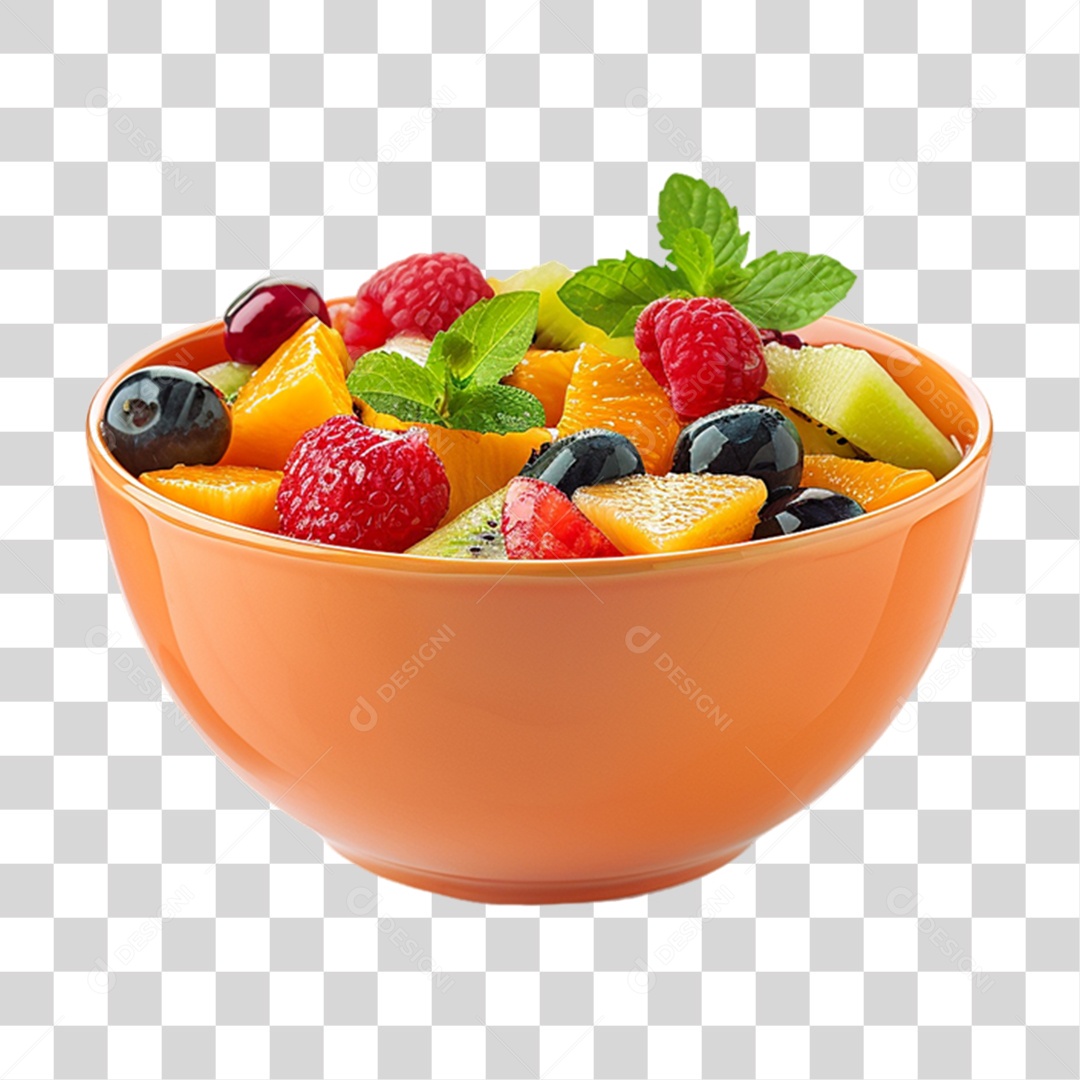 Salada de Frutas em Tigela PNG Transparente