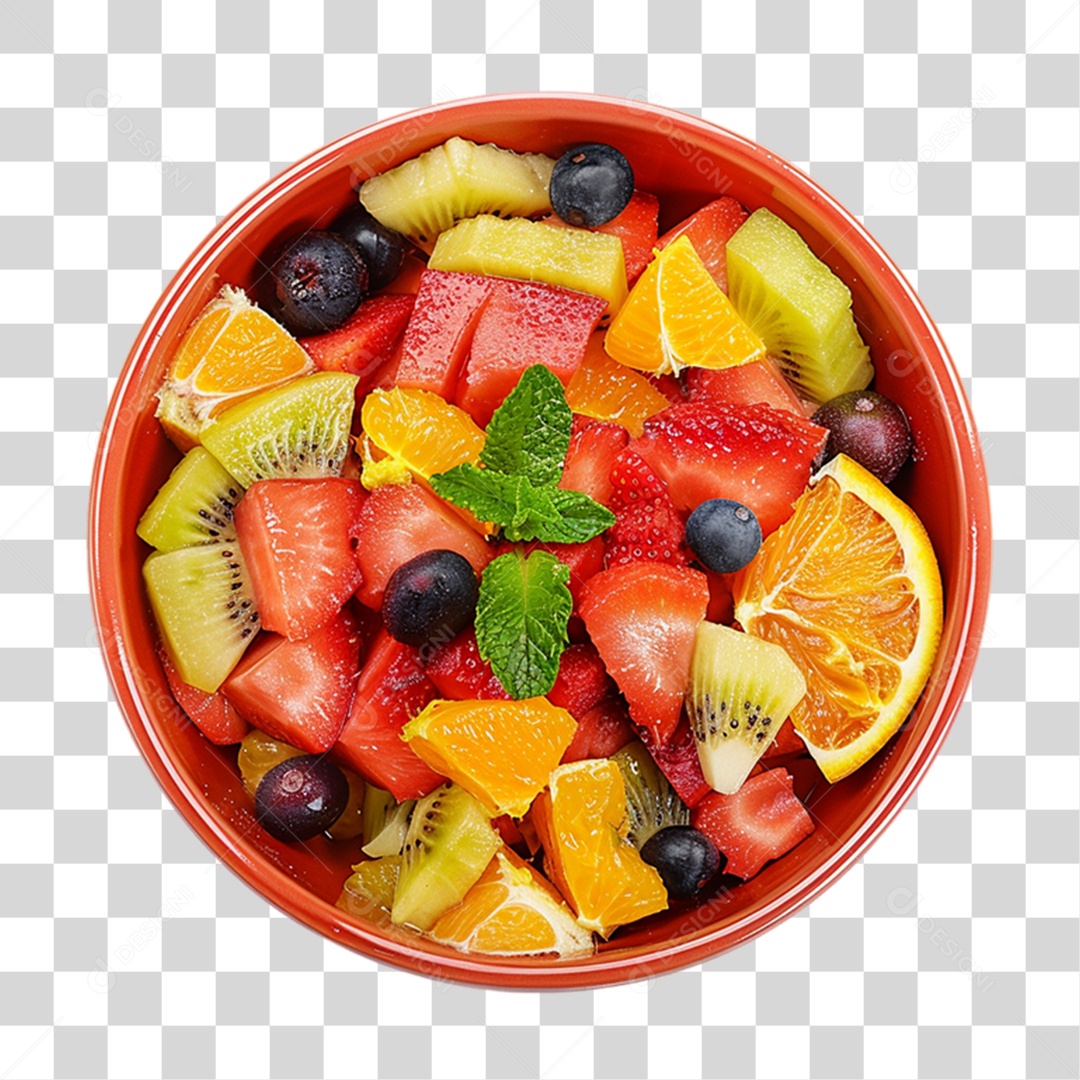 Salada de Frutas em Tigela PNG Transparente