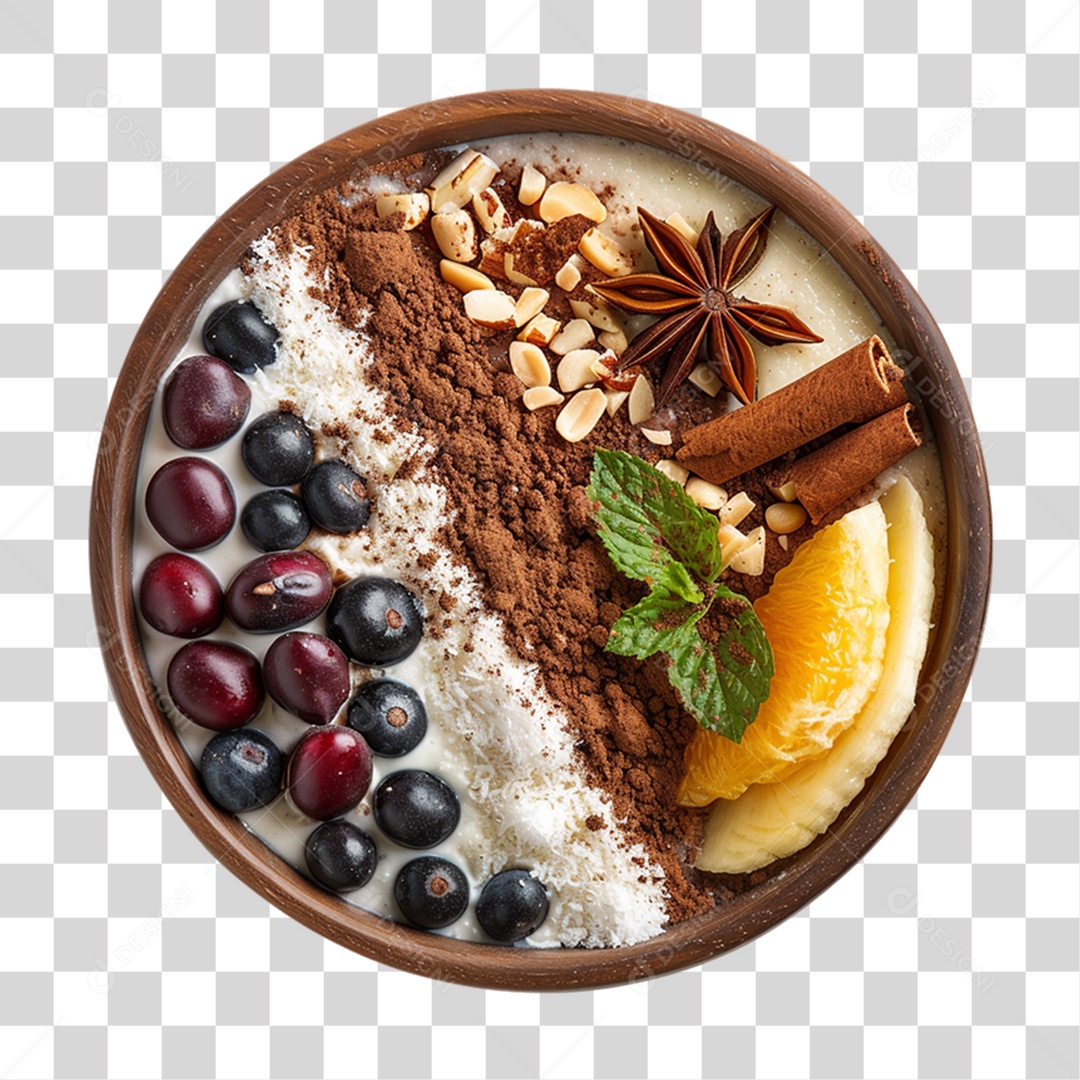 Vasilha de Sorvete com Frutas PNG Transparente