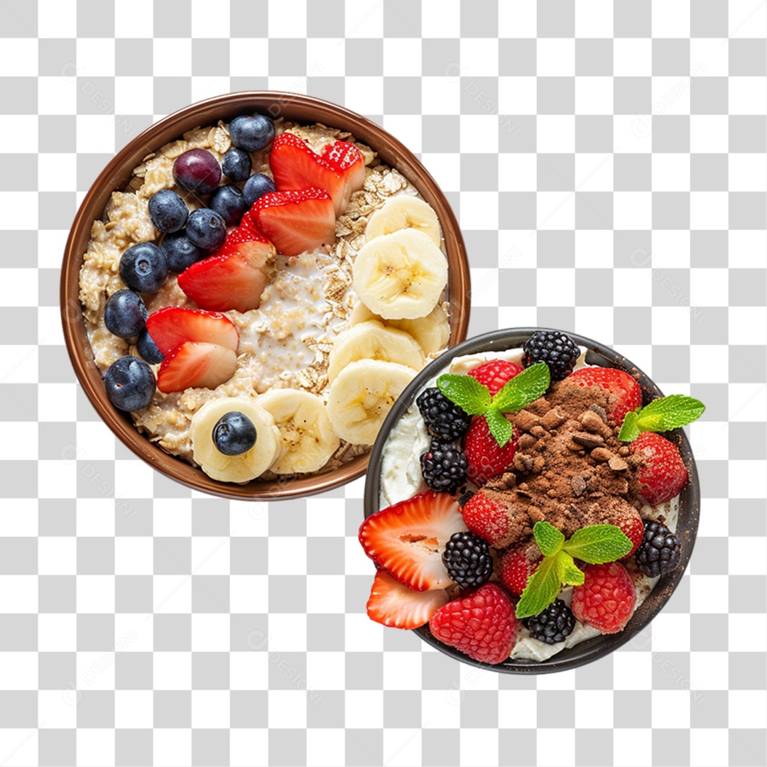 Vasilha de Sorvete com Frutas PNG Transparente