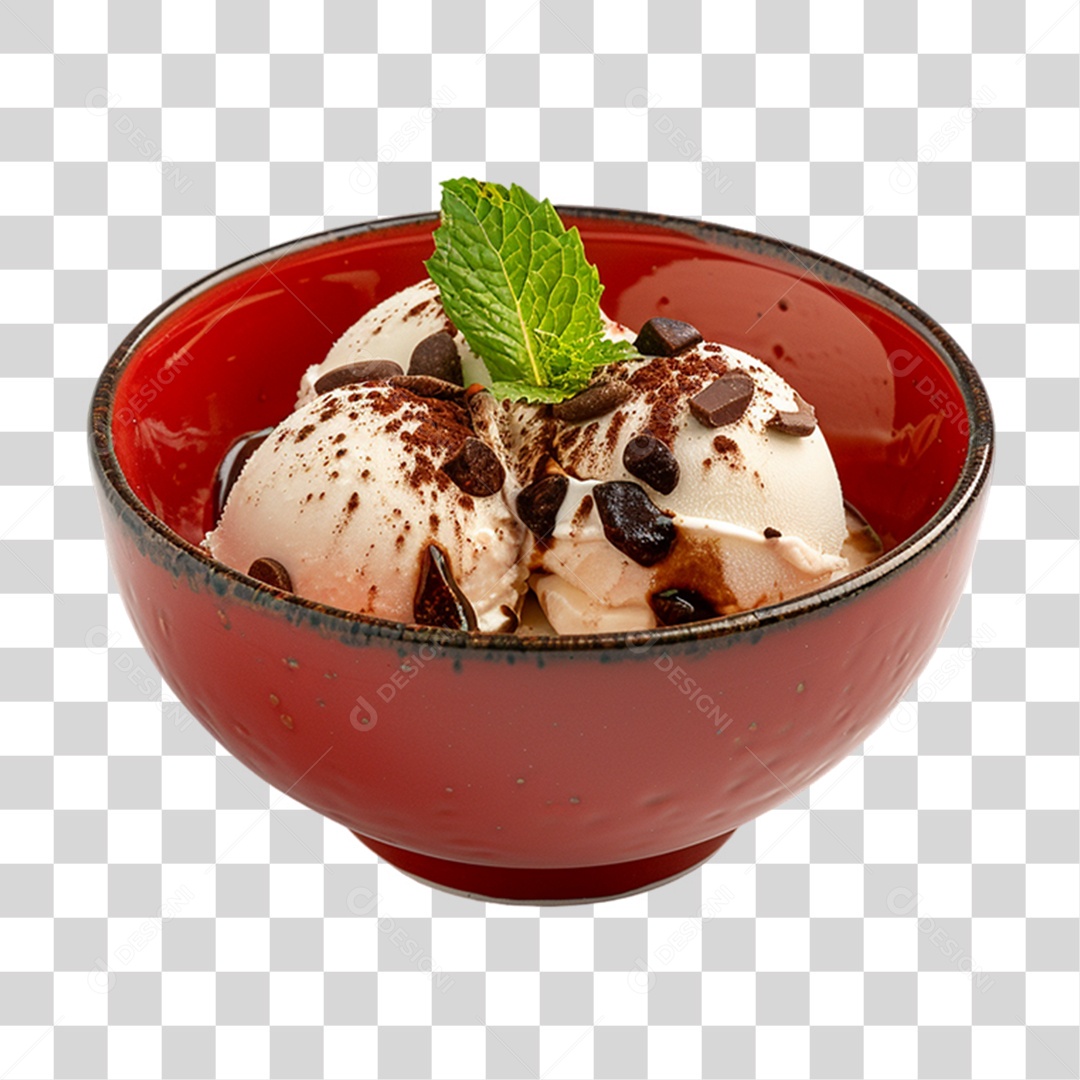 Vasilha de Sorvete com Frutas PNG Transparente