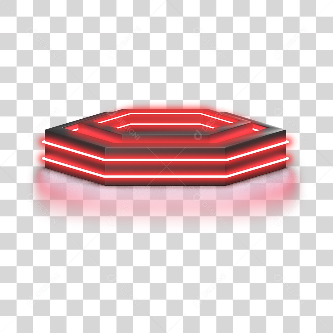 Podium 3D com Luz Neon em Degradê PNG Transparente