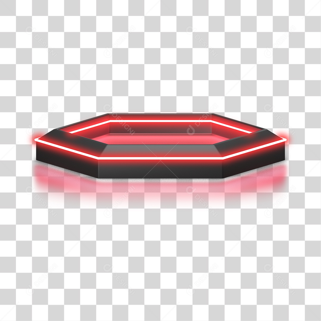 Podium 3D com Luz Neon em Degradê PNG Transparente