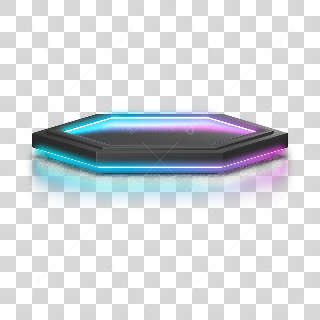 Podium 3D com Luz Neon em Degradê PNG Transparente