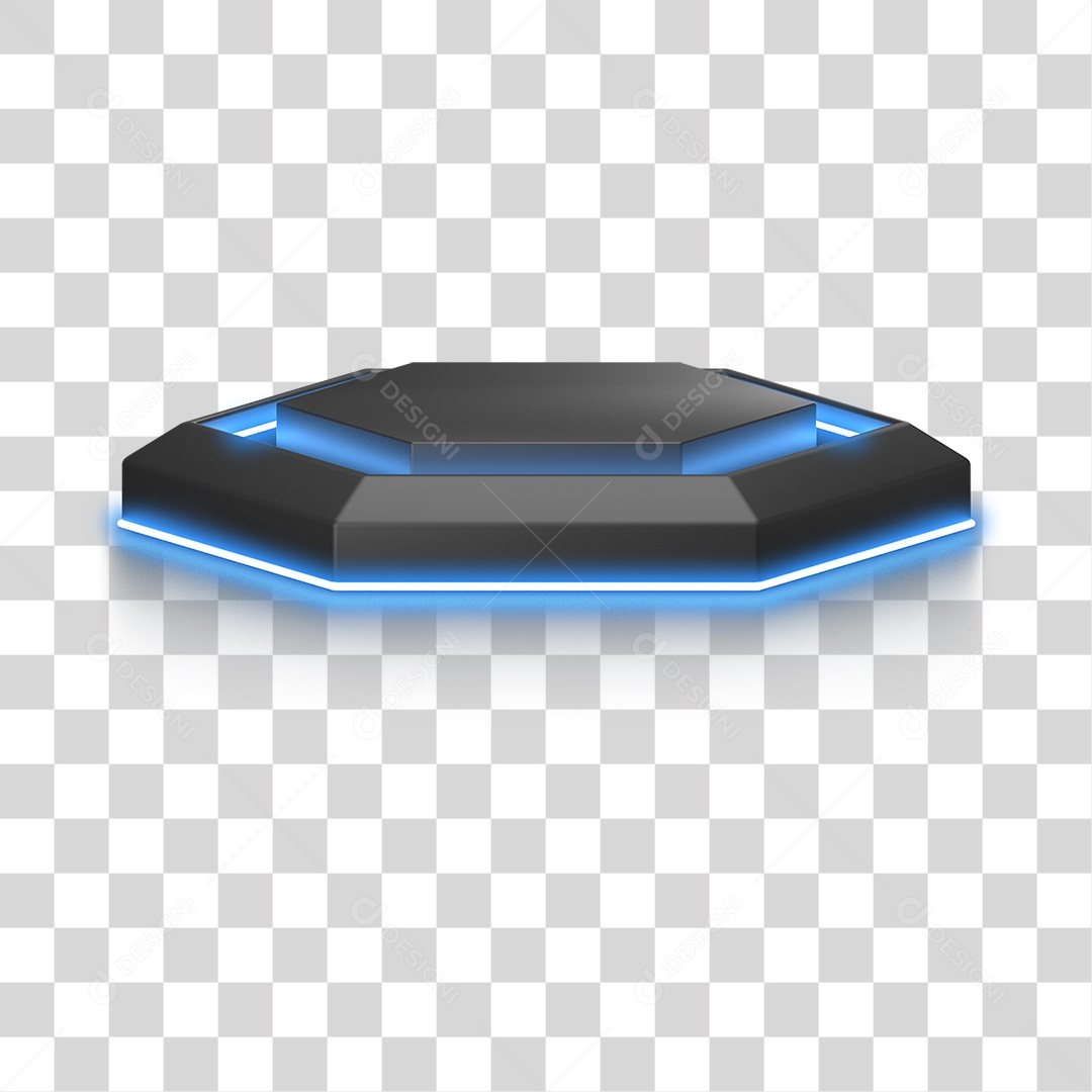 Podium 3D com Luz Neon em Degradê PNG Transparente