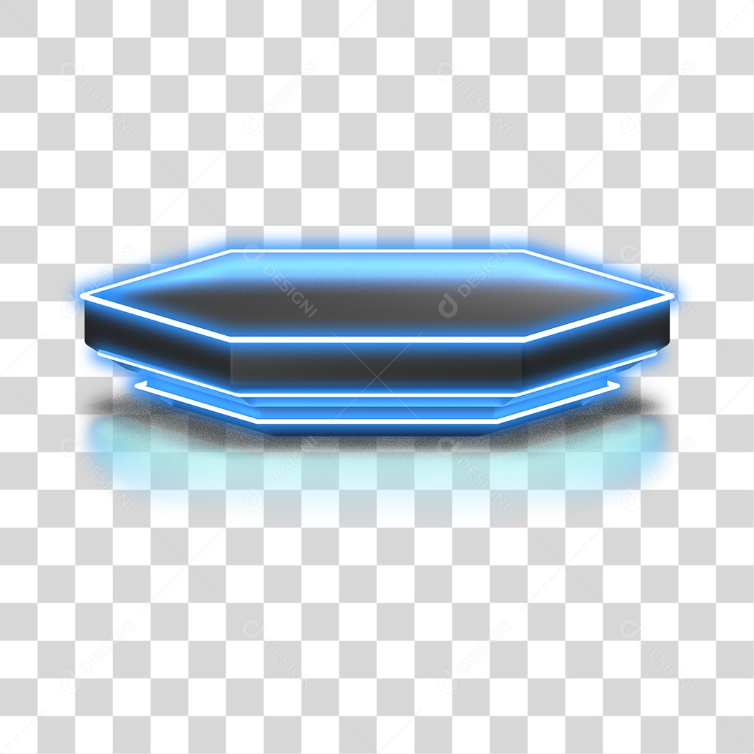 Podium 3D com Luz Neon em Degradê PNG Transparente