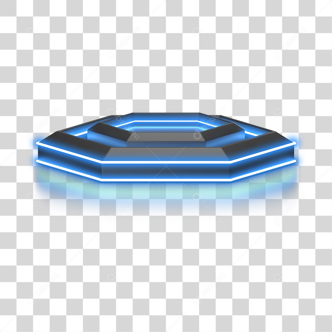 Podium 3D com Luz Neon em Degradê PNG Transparente
